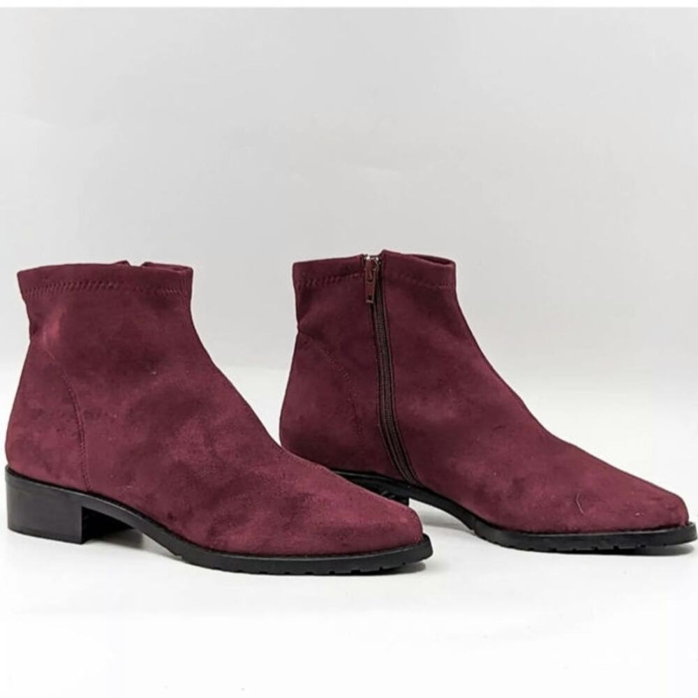 Ron White Women Giorgi Stretch Vegan Suede Lug Ankle Boots.S38